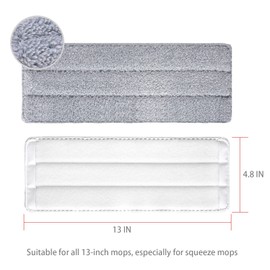 Bycarm Microfiber Cleaning Pads Compatible with Squeeze Flat Mop (6 Pack), Washable and Reusable Microfiber Mop Pads for Floor Cleaning