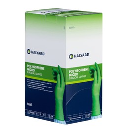 HALYARD Micro Surgical Gloves Sterile Polyisoprene Individually Wrapped Pairs Powder Free Medical Disposable Gloves, 7.9 mil, Size 8.5 Large, Green, SGL90085 (Box of 50 Pairs - 100 Total)