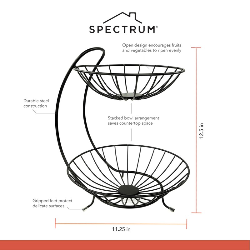Spectrum Yumi 2 Tier Fruit Basket Server for Kitchen Counter