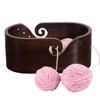 Joyeee Large Yarn Bowls for Crocheting, Oversized Walnut Wooden Oval