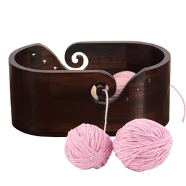 Joyeee Large Yarn Bowls for Crocheting, Oversized Walnut Wooden Oval Knitting Bowl with 2 Holes for Knitters & Crocheters, Yarn Storage Prevent Tangle-Free 11.2" x 6.1" x 4.7"