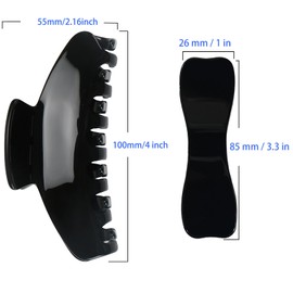 LAYONGMOLI 4“ Non-fading Large Tortoiseshell Hair Claw Clips Cellulose Acetate Fiber Ponytail Clamps Hand Polished Oil-free Tight Leopard Print Barrette Hair Ornament for Women Set of 2 (Black)