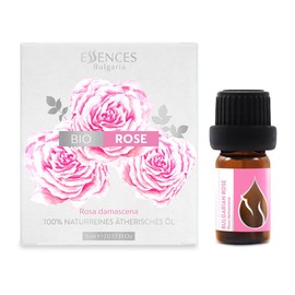 Essences Bulgaria Organic Rose Essential Oil 1/6 Fl Oz | 5ml | Rosa Damascena | 100% Pure and Natural | Undiluted | Therapeutic Grade | Family Owned Farm | Steam-Distilled | Non-GMO | Vegan