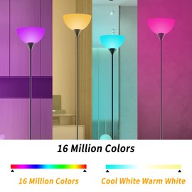 PESRAE Smart RGB Floor Lamp Work with Alexa, Google Assistant WiFi App, Modern Color Changing Floor Lamp, Dimmable Corner Floor Lamp for Living Room, Bedroom and Play Room