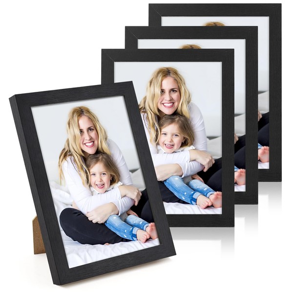 WenYa 5x7 Black Photo Frames, 4 Pack 7x5 Picture Frames