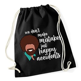 Hippowarehouse We don't make mistakes just happy accidents bob ross Drawstring Cotton School Gym Bag 37cm x 46cm, 12 litres
