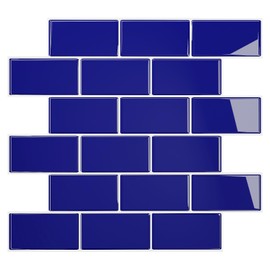 VEELIKE Subway Tile Peel and Stick Backsplash for Kitchen Royal Blue Back Splash Stick on Tiles 6-Sheets 12''x12'' Waterproof Self Adhesive Blue Ceramic Tile for Kitchen Wall Bathroom RV Renters