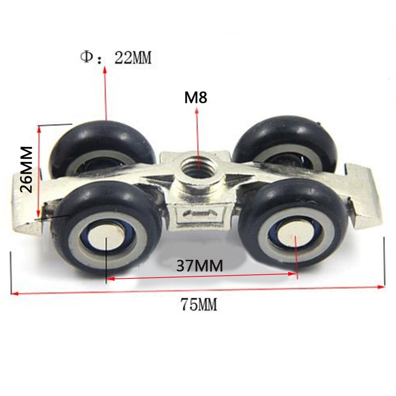 2 x 30kg Lightweight 4 Wheel Sliding Door Rollers