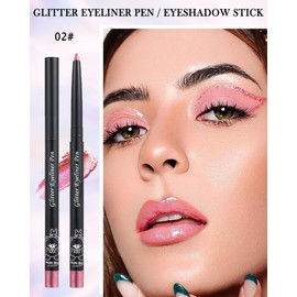 Glitter Colored Eyeliner Gel Pencil, Chameleon Metallic Shimmer Pink Gel Eyeliner Pen,Longlasting Waterproof Eye Liner Eyeshadow Cream Stick for Women Eye Makeup, delineador de ojos contra el agua-02#