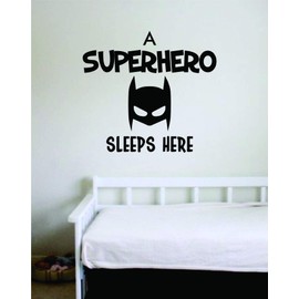 A Superhero Sleeps Here Wall Decal Sticker Vinyl Art Bedroom Living Room Decor Decoration Teen Quote Inspirational Baby Nursery Hero Superhero Mask Cute