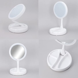 Magik 1-2 Pc Double Sided Magnifying LED Vanity Mirror Height Adjustable Foldable (1 Pack)