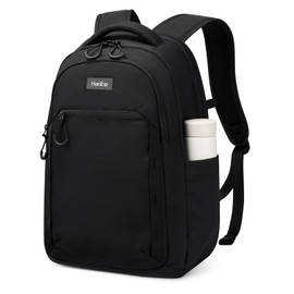HanTrip Travel Laptop Backpack for Women Men, 18 Inch Large Work Backpack for Commuter College School Book Bags, Water Resistant Backpack with Luggage Strap Water Bottle Pocket Chest Strap, Black