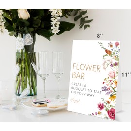 Flower Bar Sign, Wedding Signs for Ceremony and Reception, Floral Bridal Shower Decorations, Wedding Signage with Bracket, Bridal Shower Decor, Flower Bar Supplies for Engagement Anniversary Party