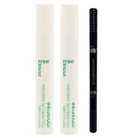 Innisfree Simple Label Mascara Volume & Curl 2 x + Eyebrow Dark Brown 1 x Innisfree / 이니스프리 심플라벨 마스카라 볼륨앤컬 2개+아이브로우 흑갈색 1개