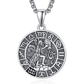 ADMETUS Sternzeichen Wassermann Anhänger Kette Silber Wassermann Halskette Herren Tierkreiszeichen Anhänger Schmuck Sternzeichen Konstellation Kette Geschenke für Männer