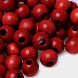 50Pcs 20mm Red Wooden Macrame Beads Large Hole Vintage Style Wood Spacer Beads for Craft/Garland/Christmas Tree/Tassel Decor/Holiday Decoration (8mm Hole)