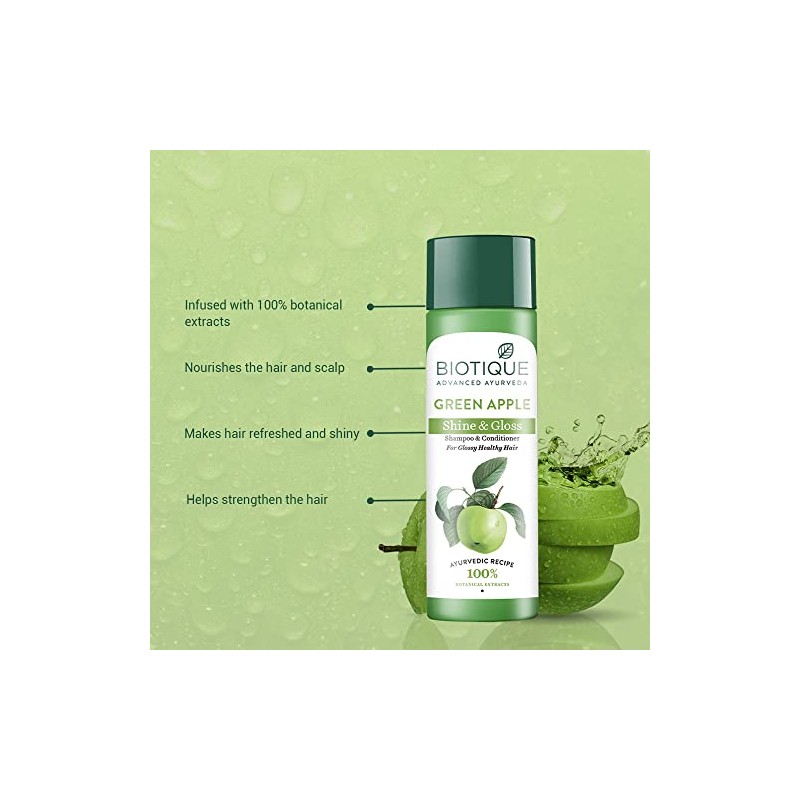 Biotique Green Apple Fresh Daily Purifying Shampoo and Conditioner for