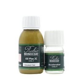 Rubio Monocoat Wood Stain & Finish 65 ft² - Smoked Oak | Oil Plus 2C | Quick-Dry, Eco-Friendly Linseed Wood Oil for Indoor Use, Includes Accelerator (Part B) | Protector | 130 ml