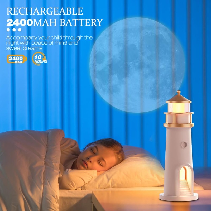 KUWUNG Lighthouse Lamp, LED Moonlight Projector Lamp with Remote Control,