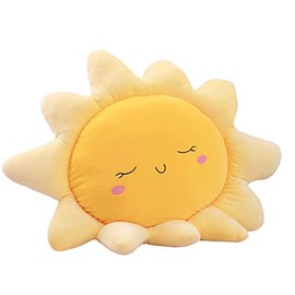Cuddly Plush Sun Pillow, Cloud Decorative Pillow for Bedroom, Playroom, Nursery, Cute Photo Props Pillow-01 Sun,17.5"