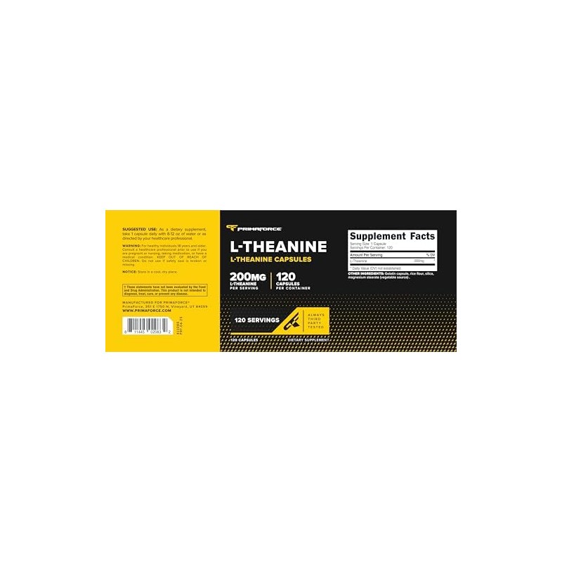 Primaforce Cápsulas de L-teanina (120 Cápsulas, 200 Mg de L-teanina
