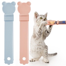 OKAMMY Treat Squeeze Spoon Dispenser - Multifunctional Lickable Wet Cat Treat Dispenser for Liquid Snack, Food Storage and Easy Hanging Feeding Spoon (P G)