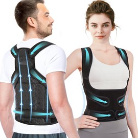 XFP Back Brace, Back Straightener Posture Corrector for Women and Men, Adjustable Posture Corrector Back Support, Relieves Back Pain, Scoliosis and Hunchback Correction, (waist 39-45 inch)