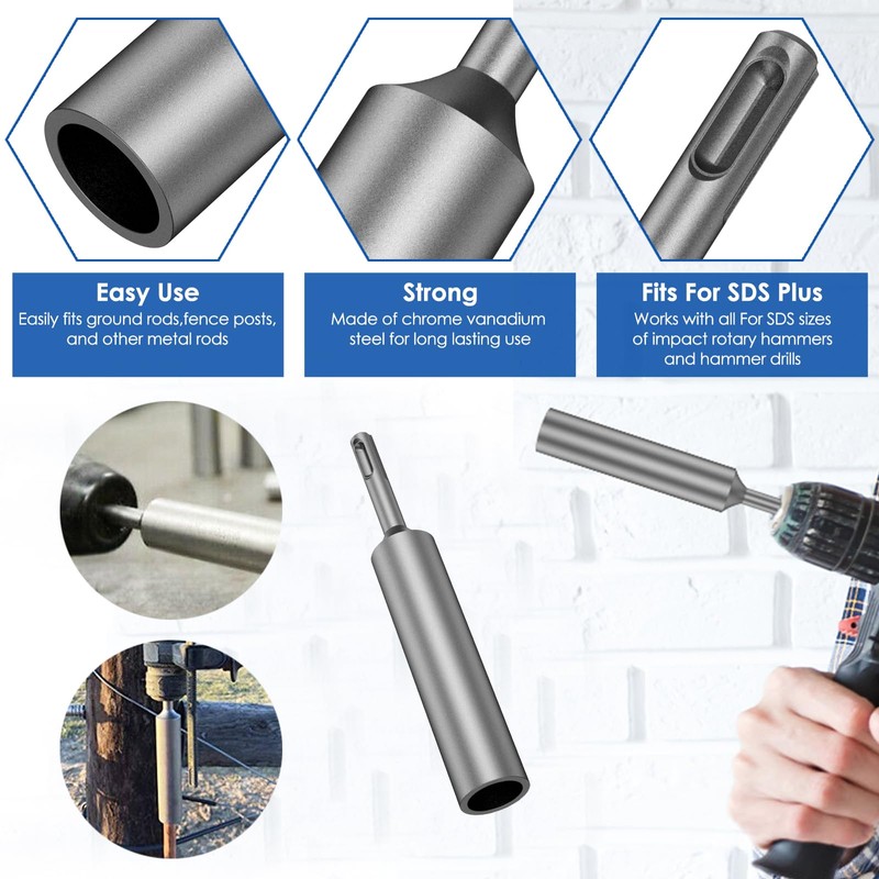 2Pcs Ground Rod Driver 25mm Professional SDS Plus Ground Rod