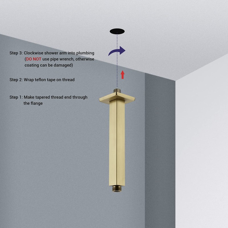 TRUSTMI Square Shower Arm with Flange 8 Inch Extension Arm