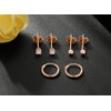 Gulicx 4Pairs Silver 14k RoseGold Plated Stud Hoop Earrings for