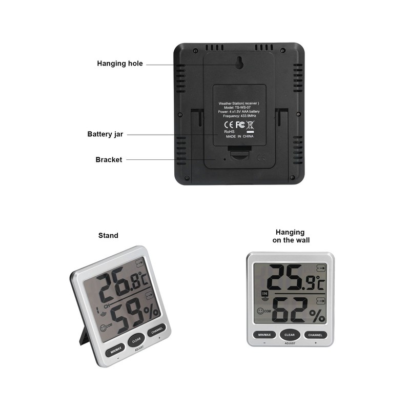 Wireless Thermometer Hygrometer Digital Temperature Humidity Monitor for Indoor Outdoor