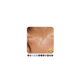 Kenivira Gold Chain for Women Birthstone Necklace 18K Gold Necklace with Cubic Zirconia Pendant Birthday Gifts for Women Jewellery, Brass