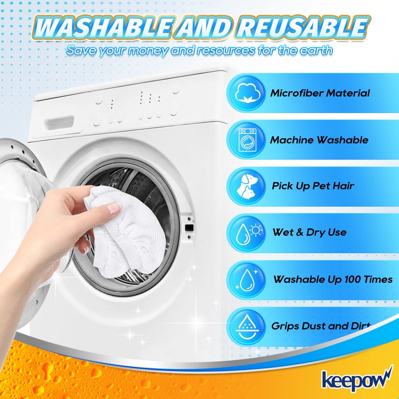 KEEPOW Universal Microfiber Cloths for Handheld Steam Cleaner Attachments Compatible