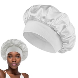 YAPKOLV Satin Bonnet Hair Cap for Sleeping Reversible Double Layer Hair Caps with Satin Lining Soft Elastic Silk Sleep Cap for Women Girls Curly Natural Hair