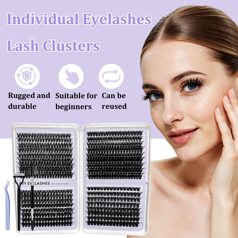 YOCHLEY 608 PCS Individual Eyelashes Lash Clusters, Cluster Lashes Kit
