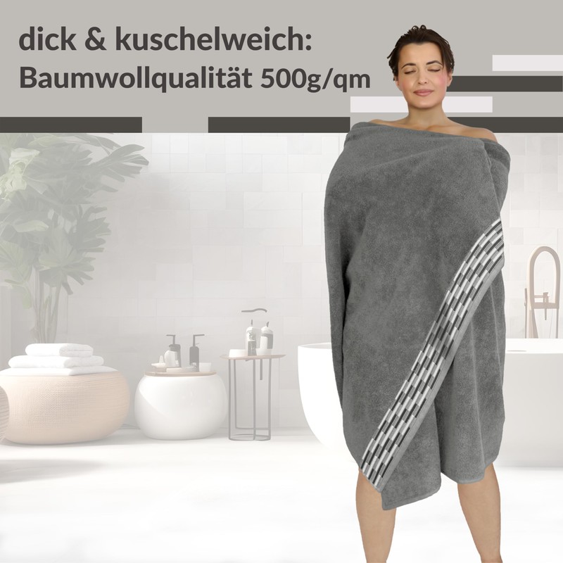 Lashuma Lugano Sauna Towel XXL Grey Terry Towelling Bath Towel