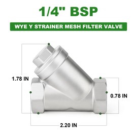 TAISHER 1PCS 304 Stainless Steel 1/4" BSP Female WYE Y Strainer Mesh Filter Valve CF8 WOG