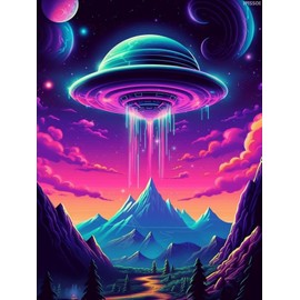IPISSOI Alien Space Diamond Painting Kits for Adults Space Diamond Art Kits Landscape Gem Art Kits for Home Decor Wall Decor 12x16inch