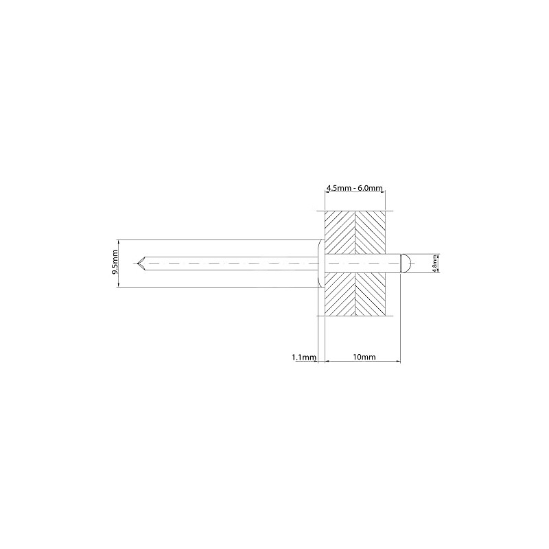 4.8mm x 10mm Stainless Steel Blind Pop Rivet Dome Head