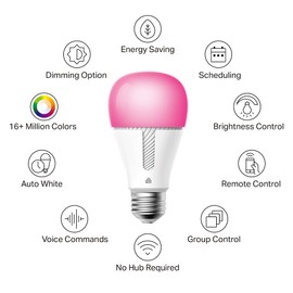 Kasa Smart Kasa Smart Light Bulbs, 1000 Lumens High Brightness, 16M Color Changing, Dimmable Smart WiFi Light Bulb, Compatible with Alexa and Google Home, A19, 2.4GHz Wi-Fi only, No Hub Required, KL135(4-Pack)