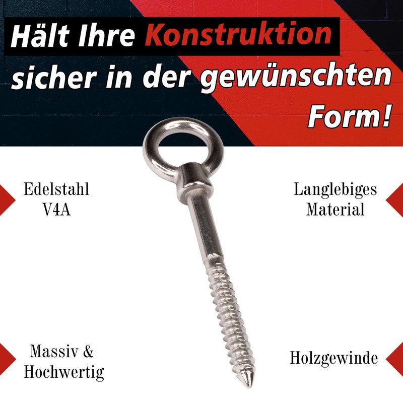 PRIOstahl Eye bolt with wood thread, eye bolt, eye bolt,