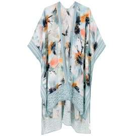 Moss Rose Women's Beach Coverups Swimsuit Kimono Cardigan with Bohemian Floral Print