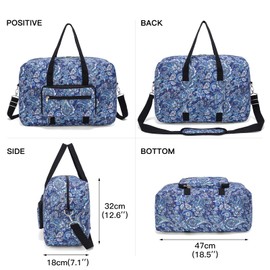 EXYANGEE Foldable Travel Duffel Bag, Medium Women's Weekender and Overnight bag carry on Luggage bag for Women