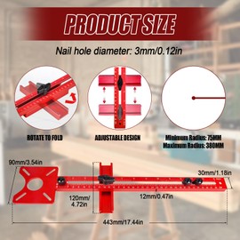 4 in 1 Router Milling Groove Bracket, Milling Router Guide Cabinet Hardware Jig Aluminum Router Table Insert Plate with Automatic Center Punch for Woodworking Benches (Metric & Inch)