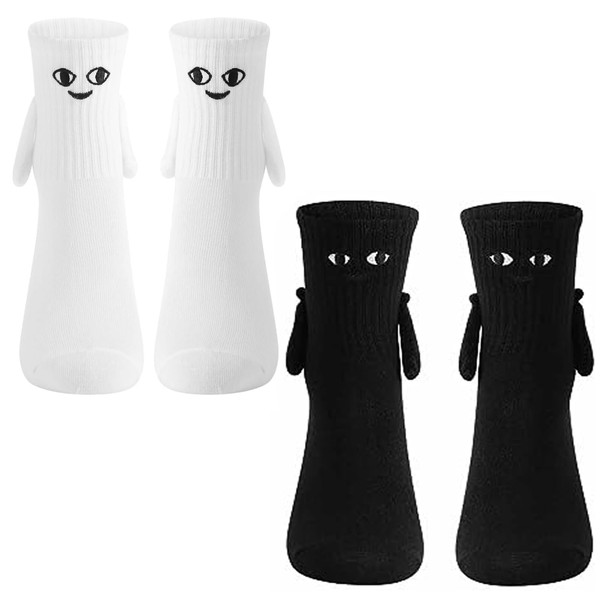 2 Par Calcetines Pareja,Calcetines Divertidos Magnéticos,Regalo Divertido, Sosteniendo Mano Socks