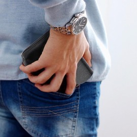 TIESOME Leather Mini Button Coin Bag, Small Travel Purse, Classic Buckle Pocket, Wallet, ID, Credit Card, Protective Bag for Men and Women (Black), black