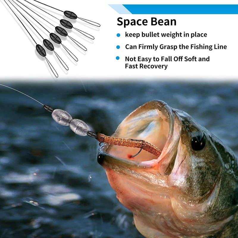 Yonihawk Fishing Bobber Stopper,6 in 1 Rubber Float Sinker Stops,Black