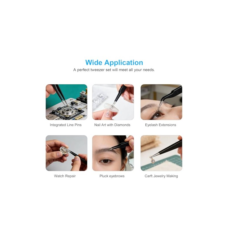 3PCS Precision Tweezers Set, Upgraded ESD high-end anti-static for Craft,