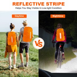 LAMA Waterproof Backpack Cover, 1 Pack Rucksack Rain Covers with Reflective Strap for Hiking Camping Traveling Cycling, 45L-55L L Size Orange
