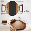 Tinamo Octagonal Acacia Sofa Arm Tray, Couch Armrest Table with